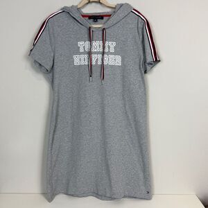 Tommy Hilfiger Grey Hooded Mini T-shirt Dress XL